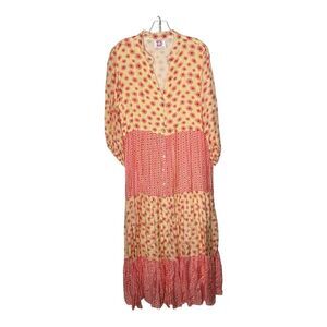Victoria Dunn‎ Dress Womens XL Floral Tiered Flowy Cottagecore Prairie Cotton
